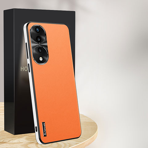 Funda Lujo Cuero Carcasa AT1 para Huawei Honor X7b Naranja