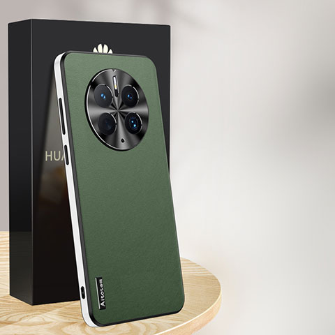 Funda Lujo Cuero Carcasa AT1 para Huawei Mate 50 Pro Verde