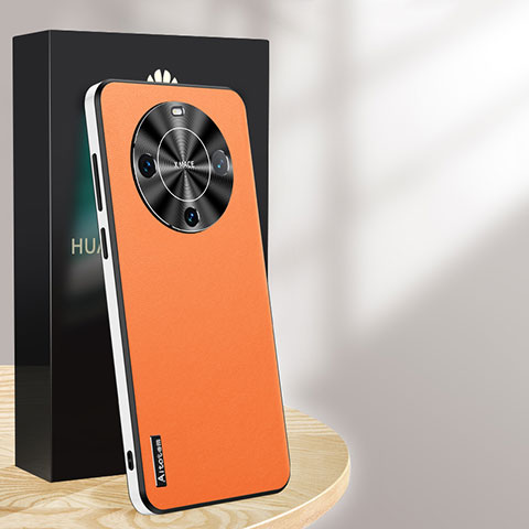 Funda Lujo Cuero Carcasa AT1 para Huawei Mate 60 Naranja