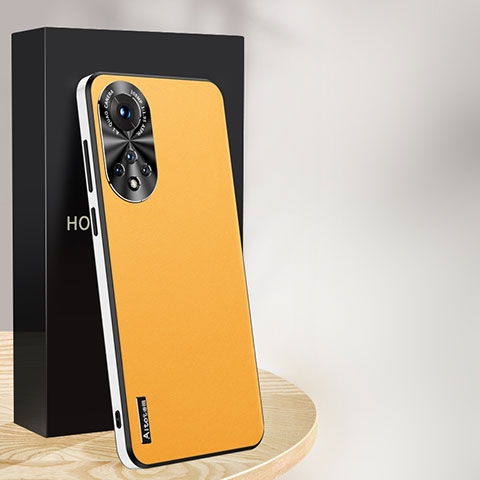 Funda Lujo Cuero Carcasa AT1 para Huawei Nova 9 Amarillo