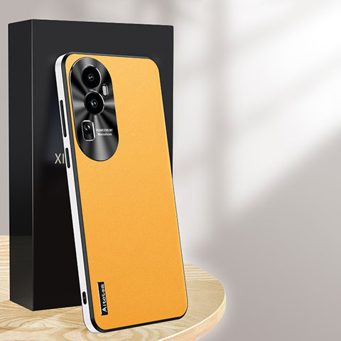 Funda Lujo Cuero Carcasa AT1 para Oppo Reno10 Pro+ Plus 5G Amarillo