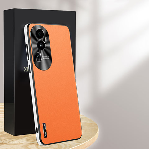 Funda Lujo Cuero Carcasa AT1 para Oppo Reno10 Pro+ Plus 5G Naranja