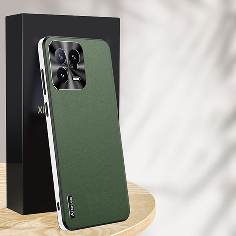 Funda Lujo Cuero Carcasa AT1 para Xiaomi Mi 13 5G Verde