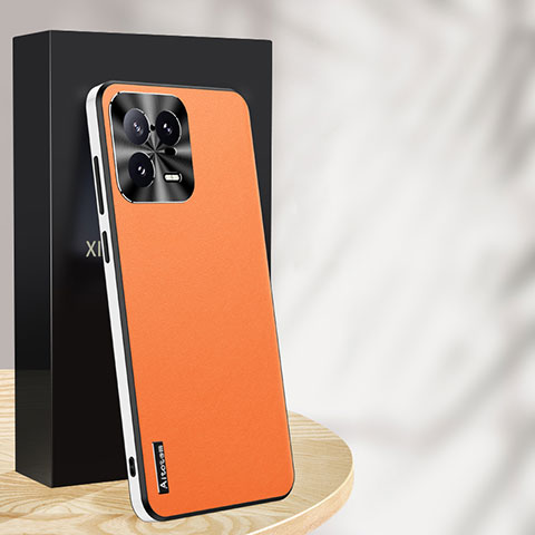 Funda Lujo Cuero Carcasa AT1 para Xiaomi Mi 13 Pro 5G Naranja