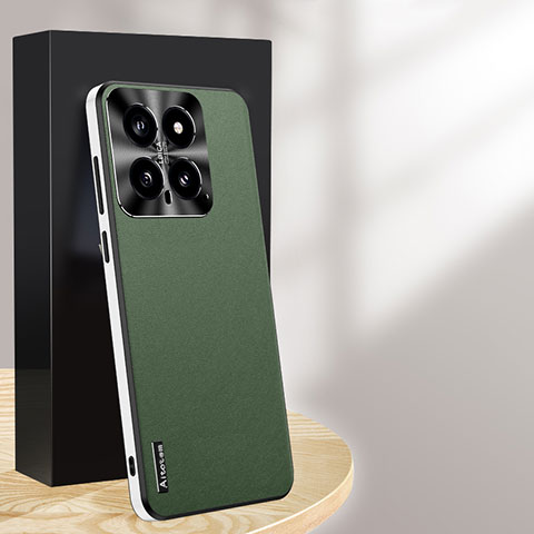 Funda Lujo Cuero Carcasa AT1 para Xiaomi Mi 14 5G Verde