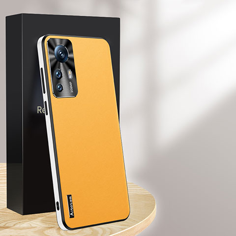 Funda Lujo Cuero Carcasa AT1 para Xiaomi Redmi K50 Ultra 5G Amarillo