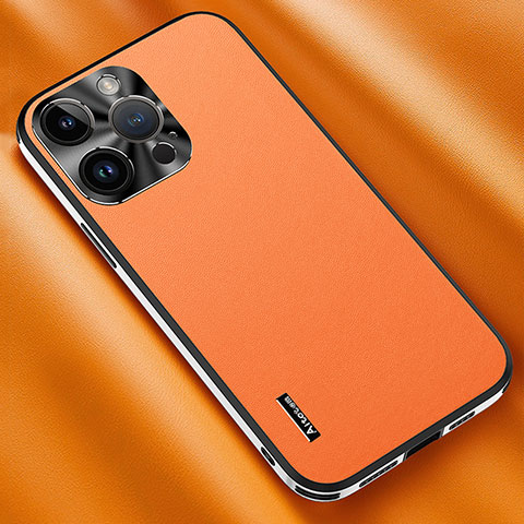 Funda Lujo Cuero Carcasa AT2 para Apple iPhone 14 Pro Max Naranja