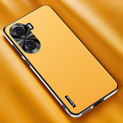 Funda Lujo Cuero Carcasa AT2 para Huawei Honor 60 5G Amarillo