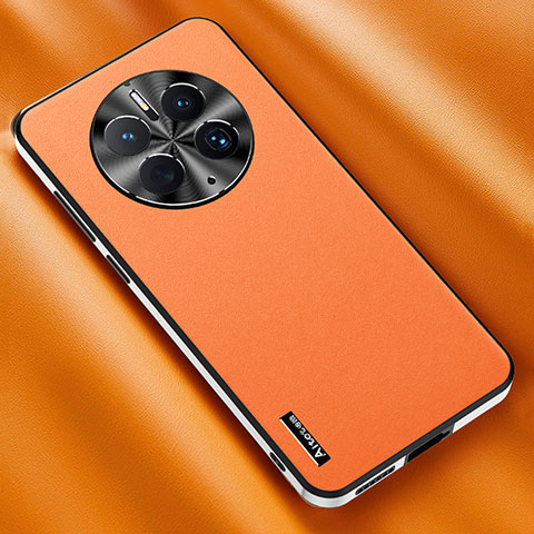 Funda Lujo Cuero Carcasa AT2 para Huawei Mate 50 Pro Naranja