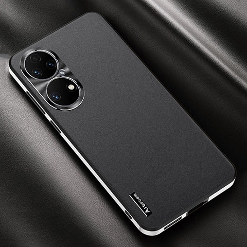 Funda Lujo Cuero Carcasa AT2 para Huawei P50 Negro