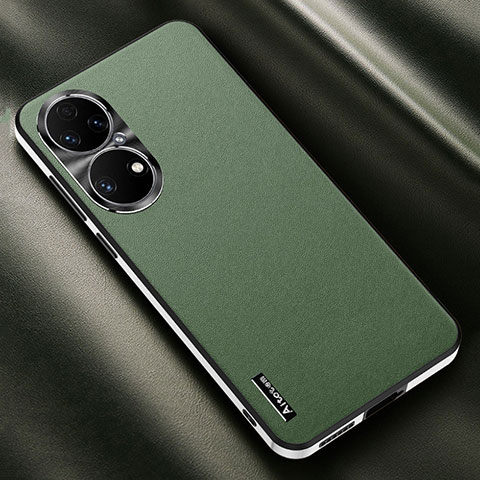 Funda Lujo Cuero Carcasa AT2 para Huawei P50e Verde