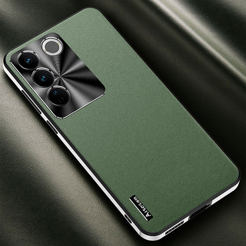 Funda Lujo Cuero Carcasa AT2 para Vivo V27 5G Verde