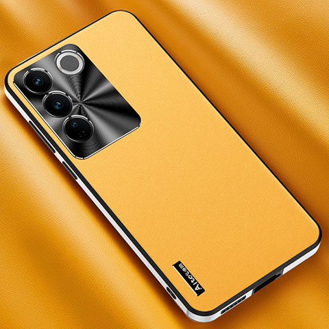 Funda Lujo Cuero Carcasa AT2 para Vivo V27 Pro 5G Amarillo