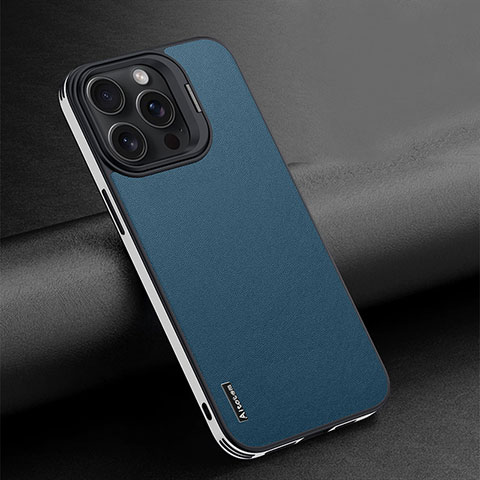 Funda Lujo Cuero Carcasa AT4 para Apple iPhone 15 Pro Azul