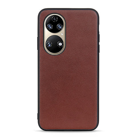 Funda Lujo Cuero Carcasa B01H para Huawei P50 Marron