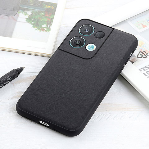 Funda Lujo Cuero Carcasa B01H para Oppo Reno8 Pro 5G Negro