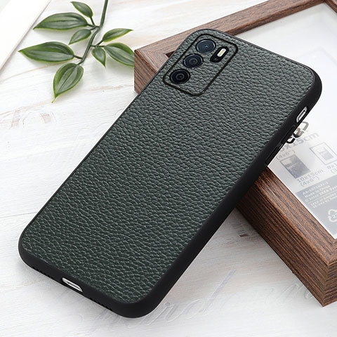 Funda Lujo Cuero Carcasa B02H para Oppo A54s Verde