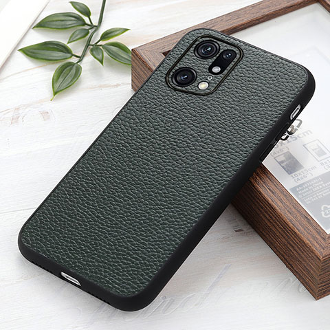 Funda Lujo Cuero Carcasa B02H para Oppo Find X5 Pro 5G Verde