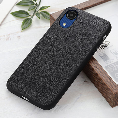 Funda Lujo Cuero Carcasa B02H para Samsung Galaxy A03 Core Negro