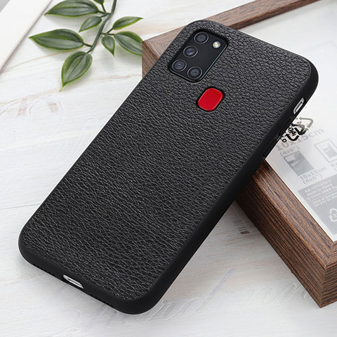 Funda Lujo Cuero Carcasa B02H para Samsung Galaxy A21s Negro