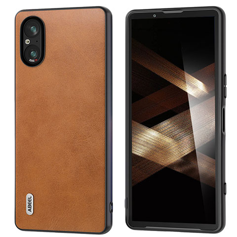 Funda Lujo Cuero Carcasa B02H para Sony Xperia 5 V Marron