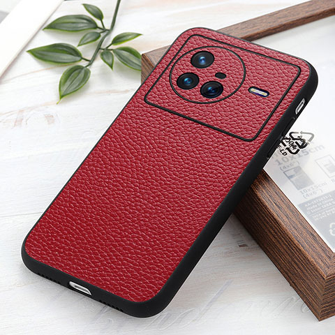 Funda Lujo Cuero Carcasa B02H para Vivo X80 5G Rojo