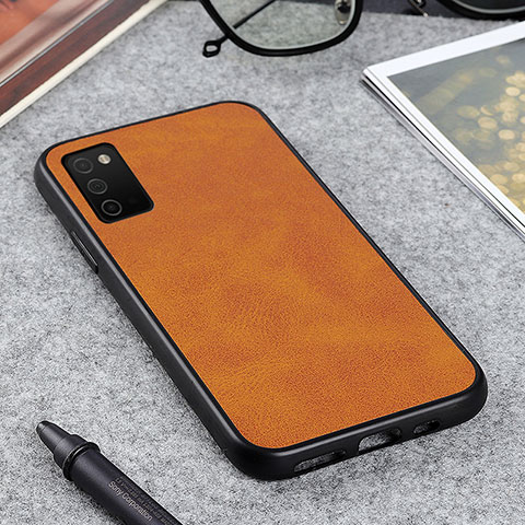 Funda Lujo Cuero Carcasa B03H para Samsung Galaxy A02s Marron