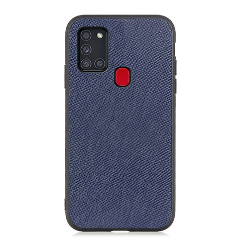 Funda Lujo Cuero Carcasa B03H para Samsung Galaxy A21s Azul