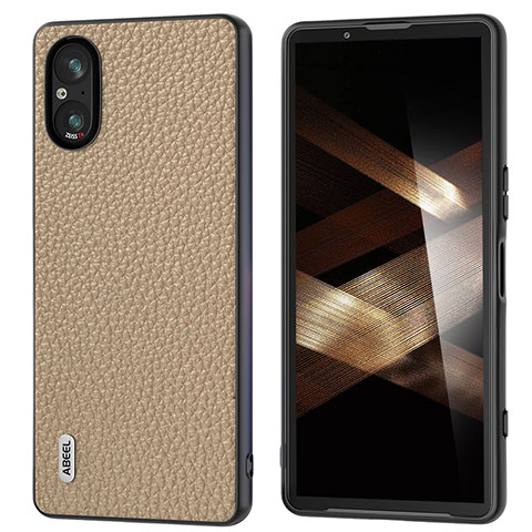 Funda Lujo Cuero Carcasa B03H para Sony Xperia 5 V Marron