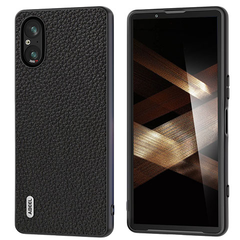 Funda Lujo Cuero Carcasa B03H para Sony Xperia 5 V Negro