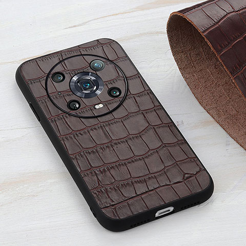 Funda Lujo Cuero Carcasa B04H para Huawei Honor Magic4 Pro 5G Marron