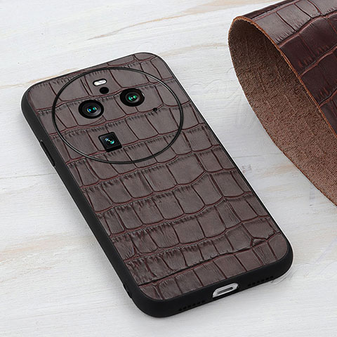 Funda Lujo Cuero Carcasa B04H para Oppo Find X6 Pro 5G Marron