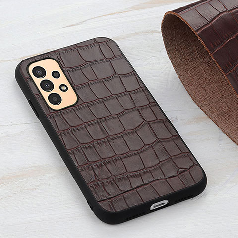 Funda Lujo Cuero Carcasa B04H para Samsung Galaxy A13 4G Marron