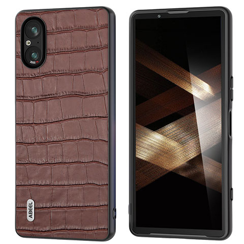 Funda Lujo Cuero Carcasa B04H para Sony Xperia 5 V Marron