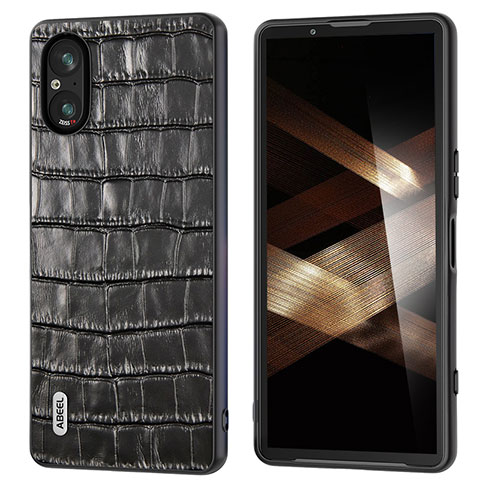 Funda Lujo Cuero Carcasa B04H para Sony Xperia 5 V Negro