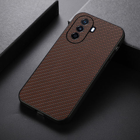 Funda Lujo Cuero Carcasa B05H para Huawei Nova Y70 Marron