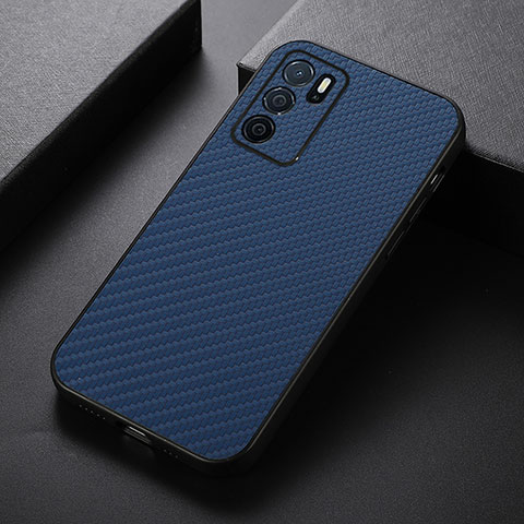 Funda Lujo Cuero Carcasa B05H para Oppo A16 Azul