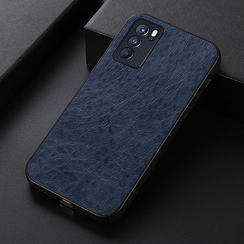 Funda Lujo Cuero Carcasa B05H para Oppo Reno6 Pro 5G India Azul