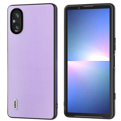 Funda Lujo Cuero Carcasa B05H para Sony Xperia 5 V Morado