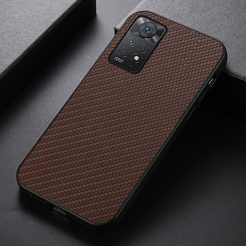 Funda Lujo Cuero Carcasa B05H para Xiaomi Redmi Note 11 Pro 4G Marron