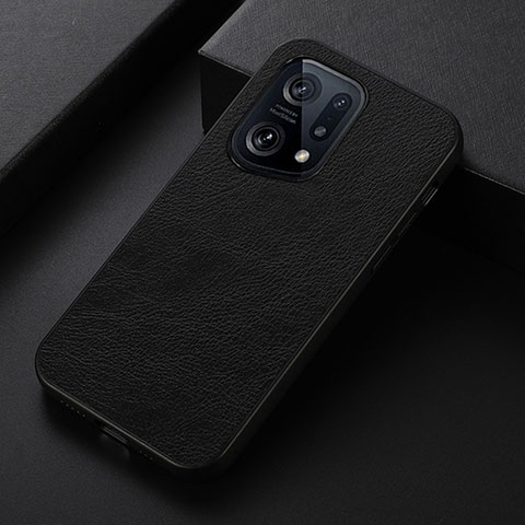 Funda Lujo Cuero Carcasa B06H para Oppo Find X5 5G Negro