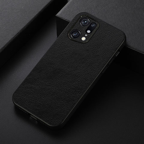 Funda Lujo Cuero Carcasa B06H para Oppo Find X5 Pro 5G Negro