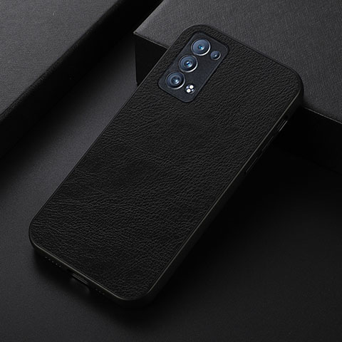 Funda Lujo Cuero Carcasa B06H para Oppo Reno6 Pro 5G Negro