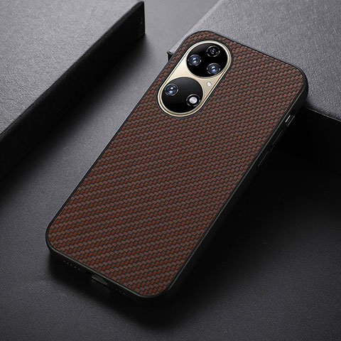 Funda Lujo Cuero Carcasa B07H para Huawei P50 Marron