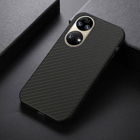 Funda Lujo Cuero Carcasa B07H para Huawei P50e Negro