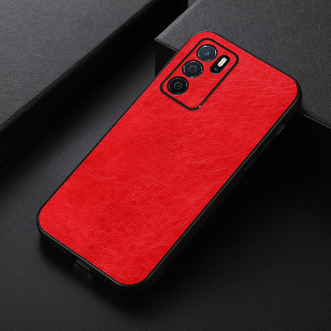 Funda Lujo Cuero Carcasa B07H para Oppo A16 Rojo