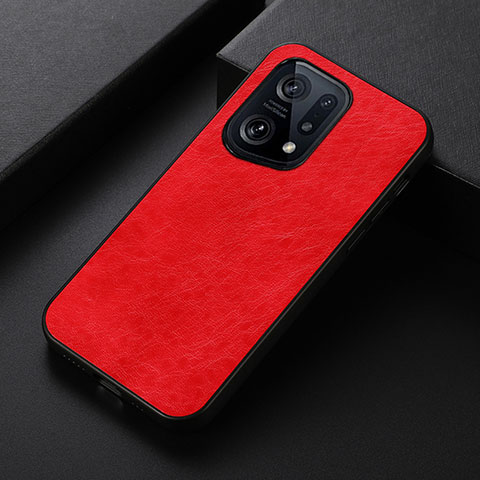 Funda Lujo Cuero Carcasa B07H para Oppo Find X5 5G Rojo