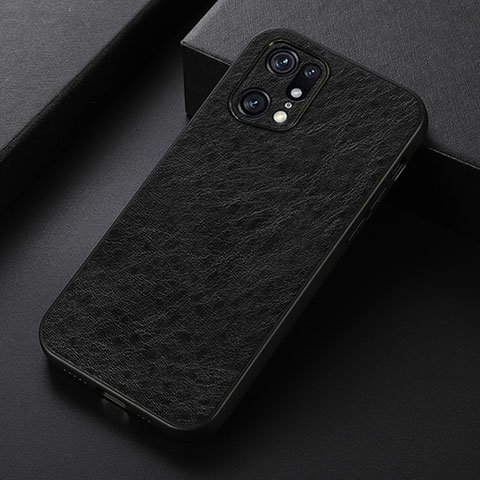 Funda Lujo Cuero Carcasa B07H para Oppo Find X5 Pro 5G Negro