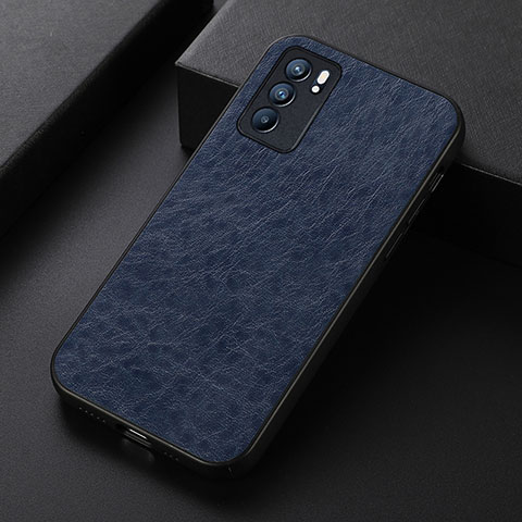 Funda Lujo Cuero Carcasa B07H para Oppo Reno6 5G Azul