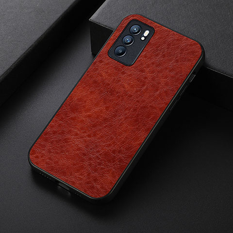 Funda Lujo Cuero Carcasa B07H para Oppo Reno6 5G Marron